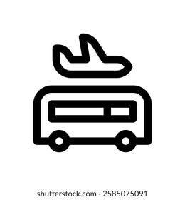 Airport shuttle. Editable stroke vector icon.