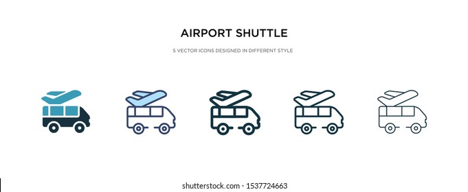 airport shuttle icon in different style vector illustration. two colored and black airport shuttle vector icons designed in filled, outline, line and stroke style can be used for web, mobile, ui