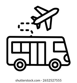 Ilustración vectorial de la línea Airport Shuttle Icon