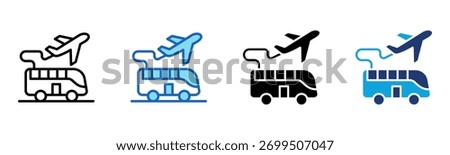 Airport Shuttle Icon Multi Style Vector Illustration