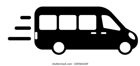 airport shuttle minivan, shuttle bus. flat design