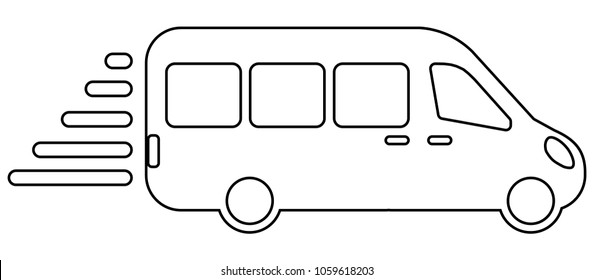 airport shuttle minivan, shuttle bus. flat design