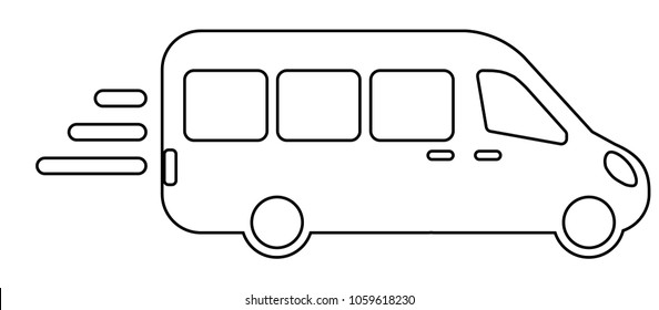 Airport Shuttle Minivan, Shuttle Bus. Flat Design