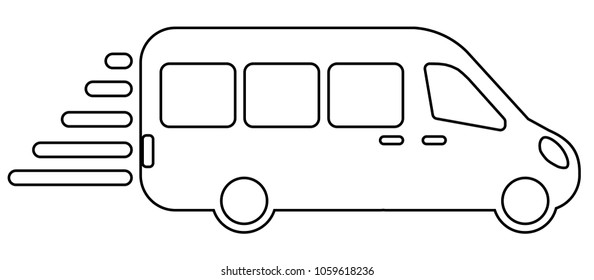 airport shuttle minivan, shuttle bus. flat design