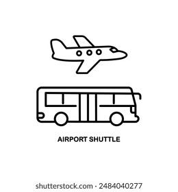 Airport shuttle outline vector icon. Thin line black airport shuttle icon, flat vector simple element illustration from editable transportation concept isolated on white background