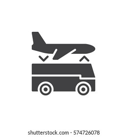 Airport Shuttle Transfer Service Icon Vector, Filled Flat Sign, Solid Pictogram Isolated On White. Symbol, Logo Illustration