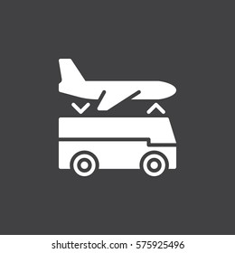 Airport shuttle transfer service icon vector, filled flat sign, solid white pictogram isolated on gray. Symbol, logo illustration