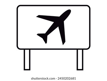 Airport sign black icon on white background.