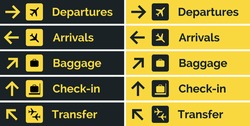 Airport Sign Departure Arrival Travel Icon. Vector Airport Board Airline Sign, Gate Flight Information.