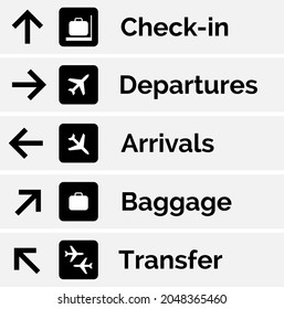 Airport sign departure arrival travel icon. Vector airport board airline sign, gate flight information