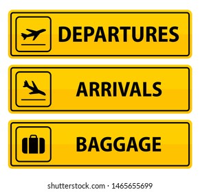 airport sign departures, arrivals, baggage, vector illustration 