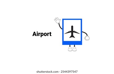 Airport sign graphic vector illustration with cartoon characters. Graphic design is suitable for children's education, story books, or traffic safety materials. vector illustration