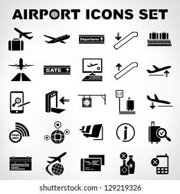 Airport Sign, Airport Icons Set