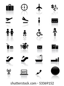 Airport Sign icons set