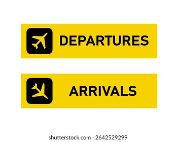 Airport sign set isolated on white background.