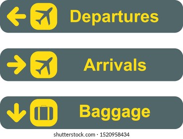 Airport Sign Set. Vector Illustration