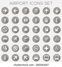 Airport Signage Icons Set - Vector Eps10