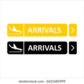 Sinais de aeroporto, chegadas, ícones vetoriais.