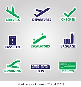 airport signs stickers eps10