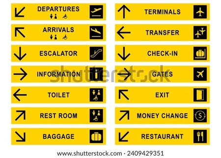 Airport signs stock illustration. Vector design.