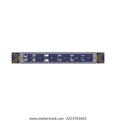 Airport single straight runway with markup for landing airplane cartoon illustration. Top view of aircraft, jet or plane takeoff strip. Aviation, flight, travel, transportation, arrival concept