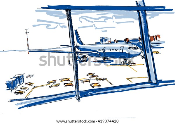 Airport Sketch Stock Vector (Royalty Free) 419374420