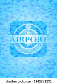 Airport sky blue emblem with mosaic background