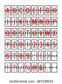 Airport Split-flap Display Board Panel Font - Red Font Vector Illustration