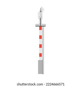 am Flughafen gestreifter Antennenturm mit Satellitenschüsseln, Vektorgrafik. Rundfunk-, Kommunikations- oder Fernübertragungsturm, Internet, Fernsehen