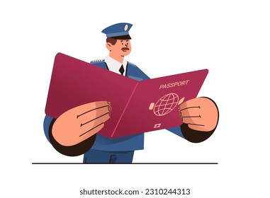 trabajador de transporte de mercancías en el aeropuerto titular de un pasaporte uniforme con control de tarjeta de embarque pasaporte de identificación de pasajeros