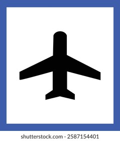 airport symbol blue vlack silhouette