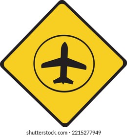 airport symbol vector icon flat sign symbol with exclamation mark isolated on white background