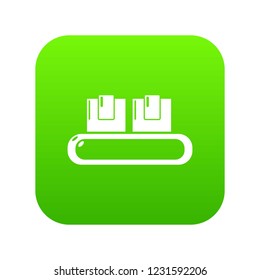 Airport tape icon green vector isolated on white background