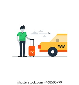 Airport taxi delivery, transportation concept, travel arrangements