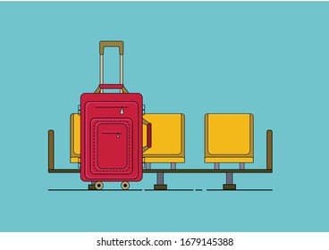airport and terminal airport with baggage and couch, transportation, travel