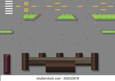 Airport with terminal building and runway illustration