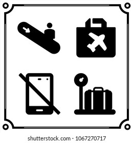 airport terminal icon vector set