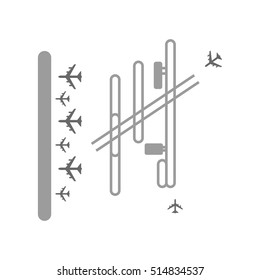 Airport terminal illustration. Plains in airport. Vector illustration
