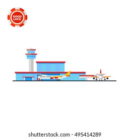 Airport Terminal And Liners Vector Icon