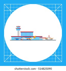 Airport Terminal and Liners Vector Icon