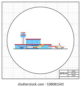 Airport Terminal and Liners Vector Icon