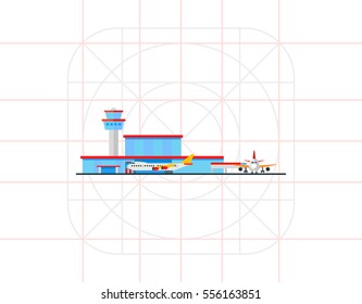 Airport Terminal and Liners Vector Icon