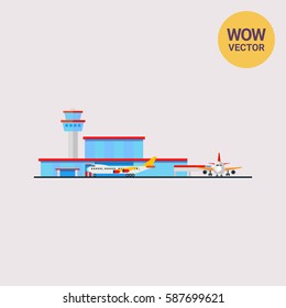 Airport Terminal and Liners Vector Icon