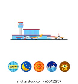 Airport Terminal and Liners Vector Icon