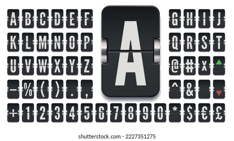 Airport terminal mechanical flip scoreboard bold alphabet to display stock exchange rates vector illustration or financial market message with cancel reason on white background