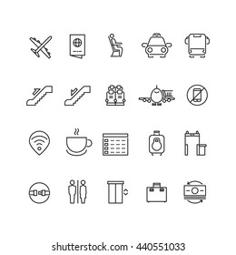 Airport thin line vector icons.