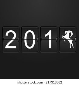Airport Time Table with numbers 201 and last digit in the form of a goat in style new year for design. vector illustrations