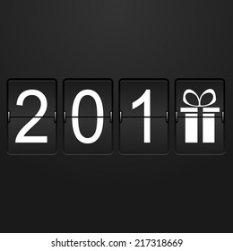 Airport Time Table with numbers 201 and last digit in the form of a gift in style new year for design. vector illustrations
