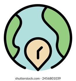 Airport time zone icon outline vector. Clock map. Local time color flat