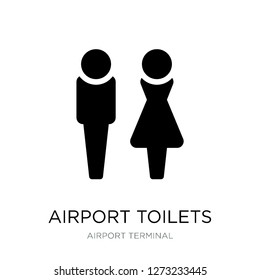 airport toilets icon vector on white background, airport toilets trendy filled icons from Airport terminal collection, airport toilets simple element illustration